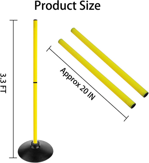ASENVER Set Soccer Agility Poles Detachable Sports Trainning Speed Pole Slalom Poles with Rubber Base Sport Traning