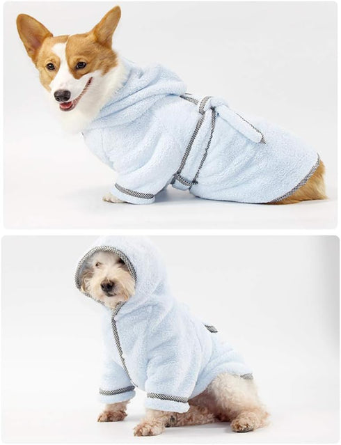 HongGun 3 PC Pet Bathrobe, Dog Bath Towel Microfiber Fast Drying Super Absorbent Dog Pajamas with Hooded Dog Coats