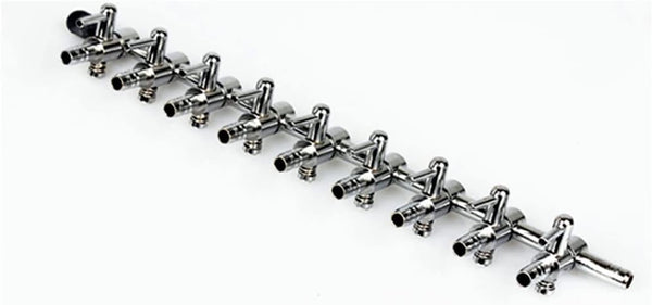 Stainless Steel Aquarium Fish Tank 9-way Air Pump Control Valve Manifold Taps, Silver Tone