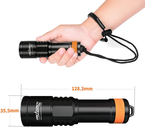 ORCATORCH D580 Scuba Dive Light, 530 Lumens Underwater Flashlight, IP68 Waterproof, 3 AAA Batteries