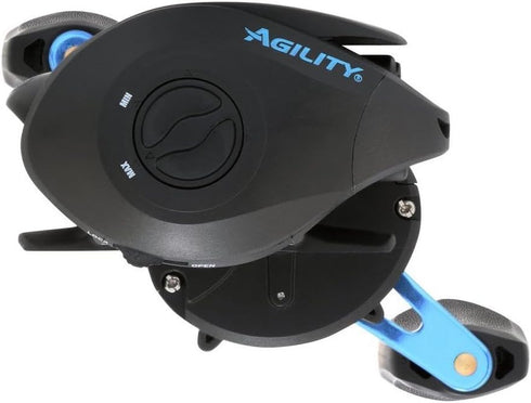 Shakespeare Agility Low Profile Fishing Reel, Left Handle, Multi-Disk Drag System, 90mm Handle