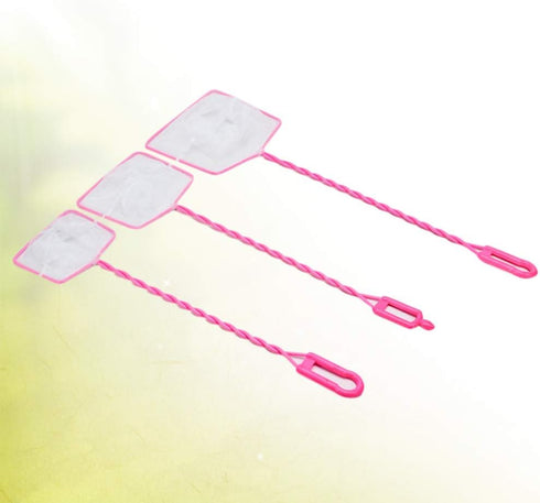 POPETPOP 3pcs Aquarium Fish Net, Fishing Nets for Fish Tank Lakes Ponds Saltwater (Pink 4/5/6 Inch)