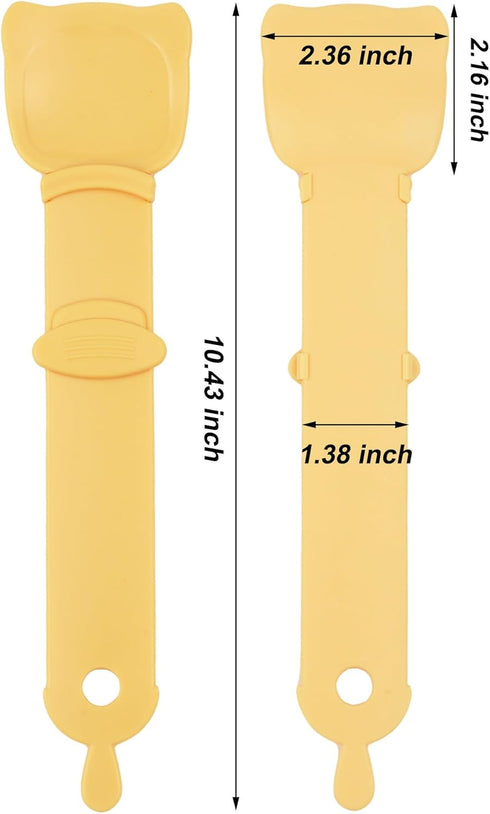 2 Pack Cat Strip Feeder, Cat Food Dispenser Spoon, Multi Functional Treat Squeeze Spoon for Cat Bar Treats, Yellow