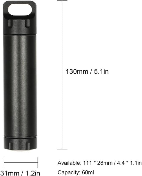 Outdoor Waterproof Capsule - Portable Container Seal Bottle Holder Case, Aluminum, Black