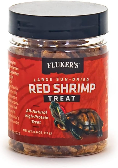 0.6 oz Fluker's All Natural Large Sun-Dried Red Shrimp, High Protein Treats, Aquatic Turtle Food, Great for Aquatic