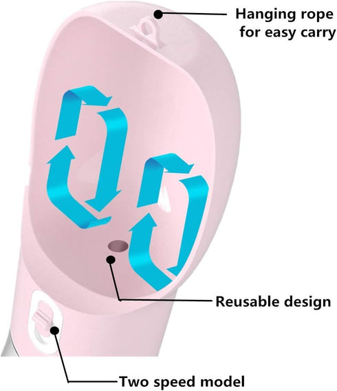 Outdoor Dog Water Bottle Dispenser, Leak Proof for Pets On The Go with Food Container, Pink
