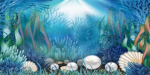 AWERT Vinyl 30x18 inches Underwater World Aquarium Background Aquatic Plants Coral Pearls Fish Tank Tropical Terrarium