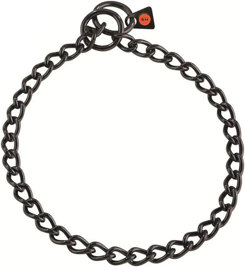 Herm Sprenger Black Stainless Steel Choke Dog Training Collar - No-Pull Slip Chain for Small Medium Large Dogs, 3mm 22in