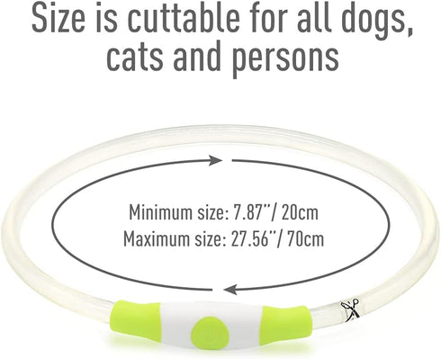 LED Light Up Dog Collar, USB Rechargeable TPU Glow Safety Collar for Large Medium Small Dogs (Green)