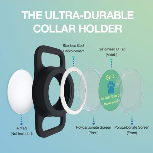 Airtag Dog Collar Holder, Silicone Case for Apple Air Tag Tracker, Cover for Pet Collars