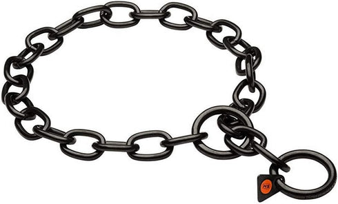 Herm Sprenger Black Stainless Steel Short Link Fur Saver Dog Training Collar, Made in Germany