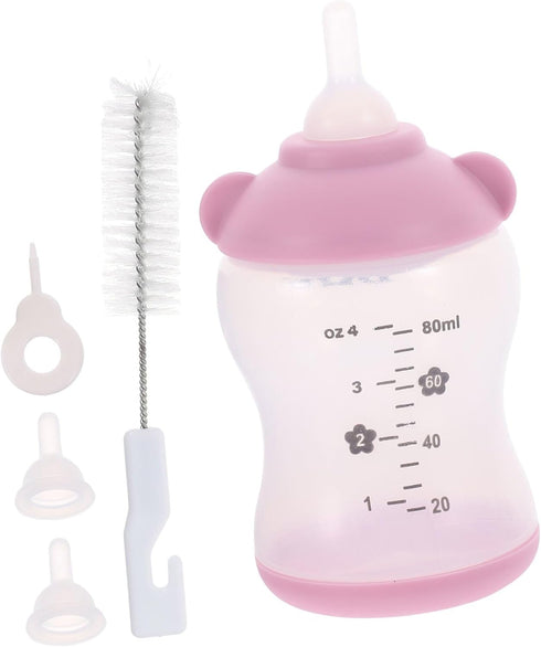 POPETPOP Pet Nursing Bottle Set 2.7Oz with Measurement Scale Soft Silicone Nipples