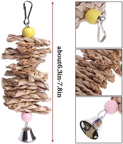 Hamiledyi Parrot Toys, Chewing Bird Toy Cuttle Bone, Beak Grinding Cage Hanging Bell for African Greys, 3 Pack