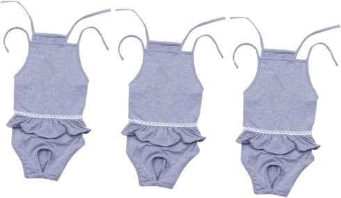 3pcs One-Piece Dog Period Pants Underwear for Female Dogs Light Grey Absorbent