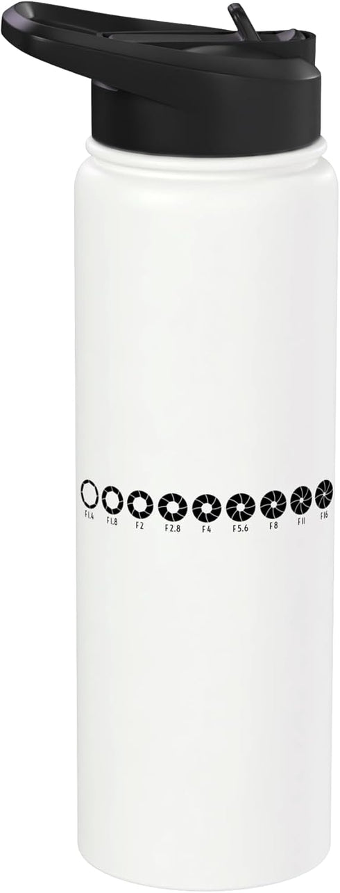 Photographer Photography Camera Lens Gifts Photography Aperture Camera Lens Size Photographer Photo Stainless Steel Insulated Water Bottle