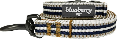 Blueberry Pet 3M Reflective Nylon Dog Leash with Soft Handle, Multi-Colored Stripe, Olive & Blue-Gray, Small