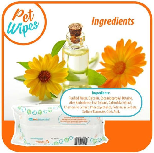 Pet Wipes for Dogs & Cats - Hypoallergenic Natural Cleansing Wipes, 100 Count, Made in The USA, Fragrance-Free