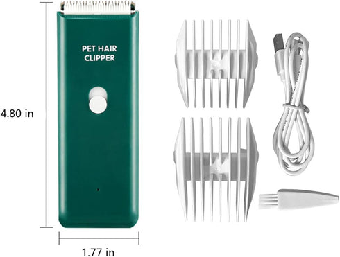 Dog Clippers, Quiet Washable USB Rechargeable Cordless Grooming Kit for Dogs and Cats (Green)