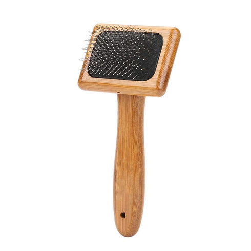 Oumefar Healthy Bamboo Dog Hair Comb, Wooden Brush Massage Grooming Slicker Brush with Rounded Bristles (Charged)