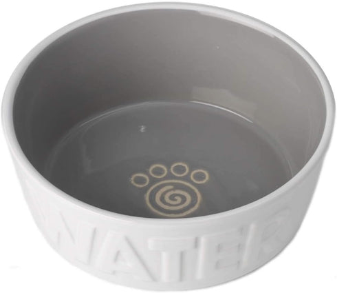 PetRageous 14014 Back to Basics Dishwasher and Microwave Safe Dog Water Bowl 6-Inch Diameter 2.25-Inch Tall 2.5-Cup Capacity For Medium and Large Dogs and Cats, White