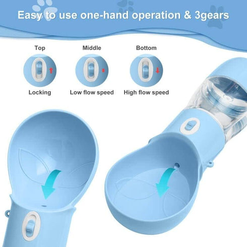 Dog Water Bottle, Multifunctional Portable Bottle with Food Container for Outdoor Activities, Blue