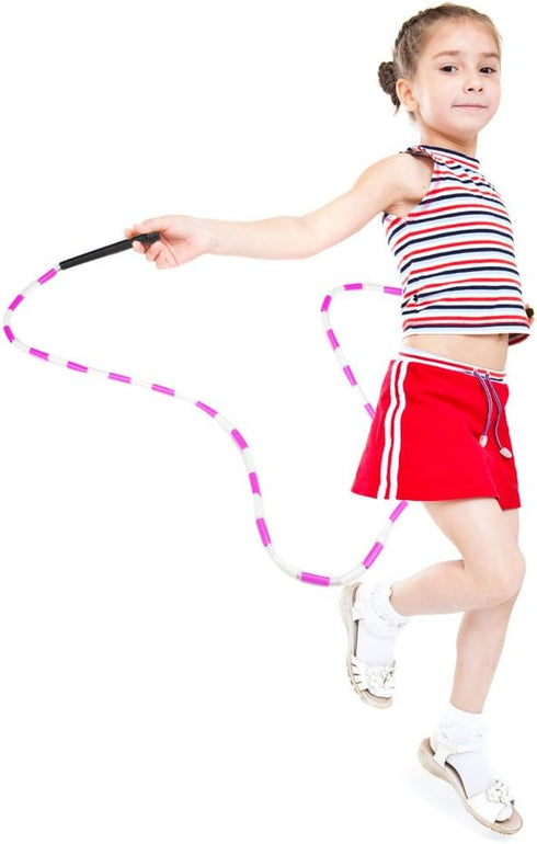 K-Roo Sports 7-Foot Rainbow Jump Rope with Plastic Beaded Segmentation