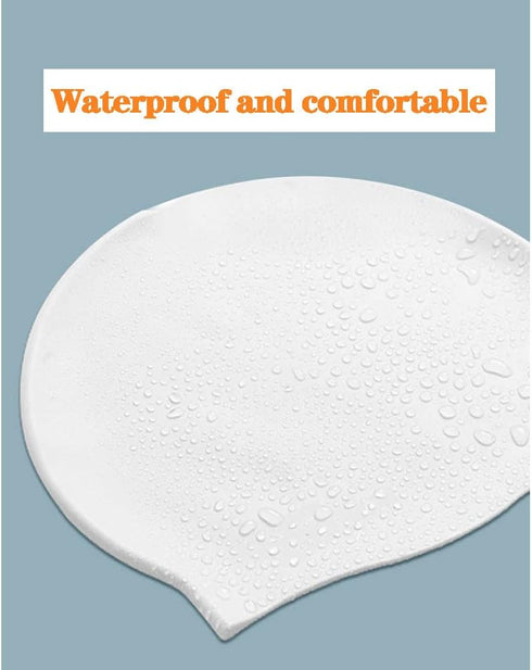 Swim Cap, Pure White Silicone Hat for Men Women with Short Hair