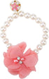 Pet Pearl Flower Necklace - Princess Necklace Collar Accessories for Puppy Decoration (Blue, Red)