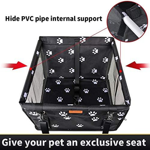 SWIHELP Dog Car Seat Puppy Portable Pet Booster Car Seat with Clip-On Safety Leash and PVC Support Pipe