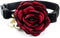 Everflowering Rose Flower Cat Dog Collar Bow Tie, Suede Puppy Necklace with Bell, Adjustable Handmade (Red, Size XS)
