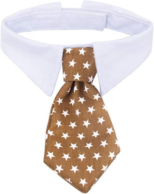 ZTON Bowtie for Little Puppy, Handcrafted Adjustable Formal Collar Neck Tie for Dogs & Cats (L, Coffee Star)