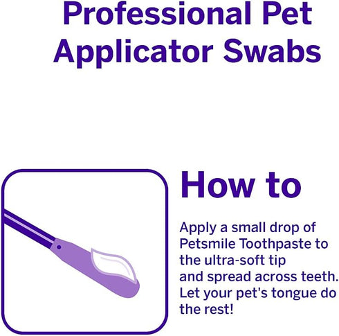 (50 Petsmile Professional Pet Toothpaste Applicator Swabs - Cat & Dog Toothbrush Alternative - Dental Care for Small
