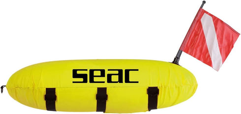 SEAC Master Torpedo Buoy with Marker Flag for Scuba Diving, Spearfishing, Freediving, Yellow, Regular Fit