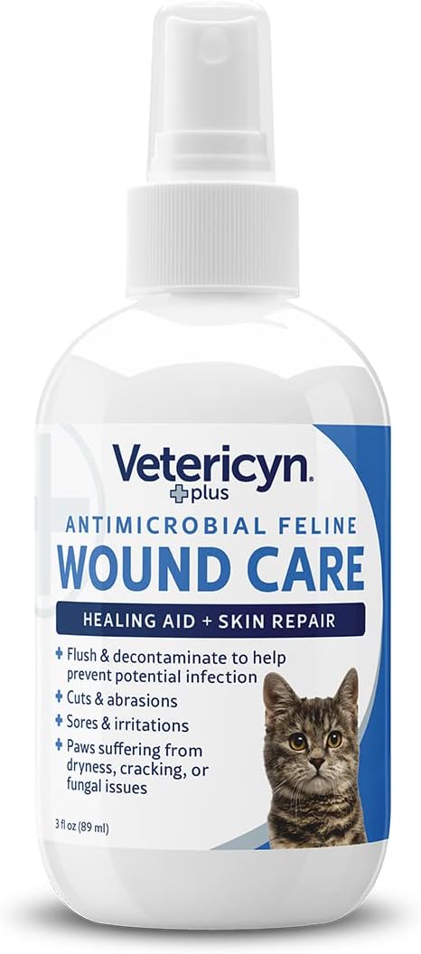 Vetericyn Plus Cat Wound Care Spray, Feline Healing Aid for Wounds, Sores, Abrasions, 3 Ounces