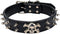Spiked Leather Dog Collar, 2 Rows Bullet Rivets Studded PU Leather for Medium and Large Dogs (L:17-20", Black)