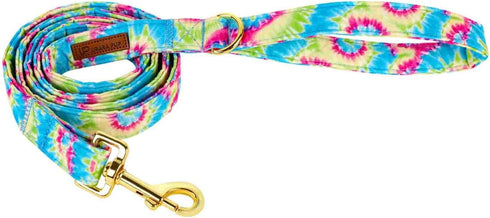 Dog Leash & Collar Set - Sturdy Cotton Tie Dye Pattern for Small to Large Dogs