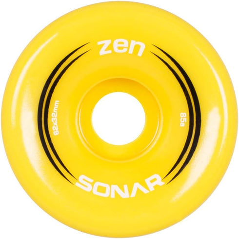 Sonar Wheels - Zen - Quad Roller Skate Wheels - 4 Pack of 32mm x 62mm 85A Wheels | Yellow