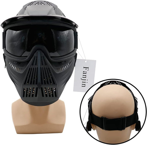 Paintball Mask, Airsoft Mask, Tactical Full Face Gear with Goggles, Impact Resistant for Outdoor Activities