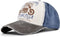 Vintage Washed Denim Baseball Cap, Motorcycle Print Trucker Hat, 100% Cotton Outdoor Sun Hat for Men Women