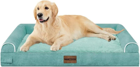Large Orthopedic Dog Bed, Washable with Bolster, Egg Crate Foam Couch Sofa Waterproof, Removable Cover for Medium Large