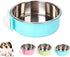 Love Dream Crate Dog Cat Bowls, Removable Stainless Steel Hanging Pet Cage Bowls for Cats, Dogs, Rabbits (Large, Blue)