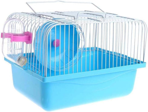 Pet Hamster Cage with Running Wheel, Water Bottle, Food Basin, Portable Carrier House Mice Home Habitat for Going Out,