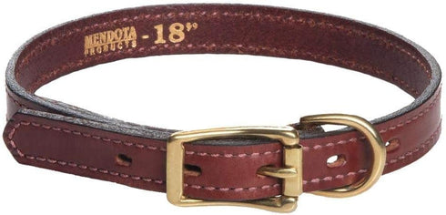 Mendota Pet Leather Standard Dog Collar - Made in The USA, Chestnut, 3/4 in x 16 in