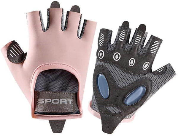 HinyBoeh Women's Workout-Gloves Fingerless-Breathable-Mesh-Gloves with Non-Slip Grip for Cycling Gym Fitness