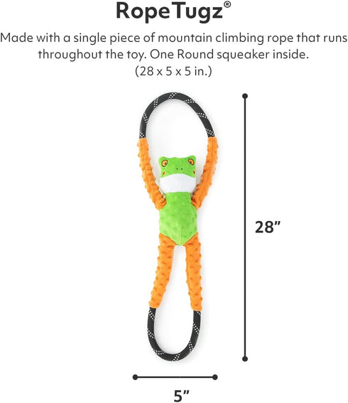 ZippyPaws - RopeTugz Tree Frog Dog Toy - Durable Rope, Squeaky Chew Toy, Perfect for Tug of War, Suitable for Small, Medium, and Large Breeds - Machine Washable