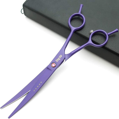 KINGSTAR 7.0in. Set,Straight Set Comb,case,A429 Matt Purple Professional Pet Grooming Scissors & Thinning & Curved