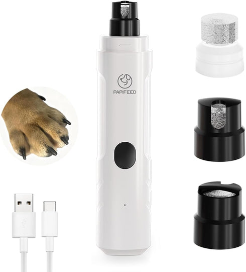 PAPIFEED Dog Nail Grinder with LED Light, Ultra Quiet 3-Speed Electric Nail