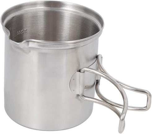 Outdoor Mountaineering Pot, Portable Camping Cooker with Foldable Handle for Hiking and Camping