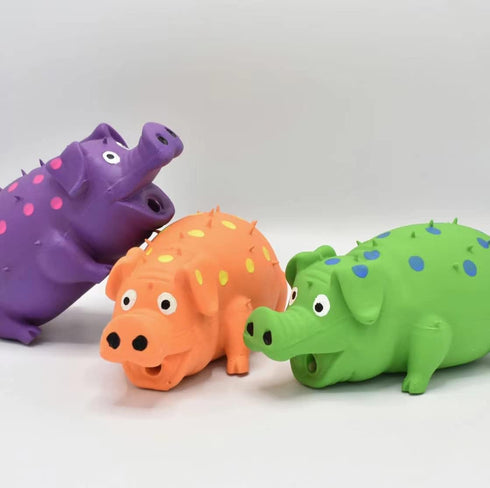 Squeaky Pig Dog Toys, 2 Pack Grunting Oinking Toy for Small Medium Large Dogs, Grunting Sound Play Dog Toy