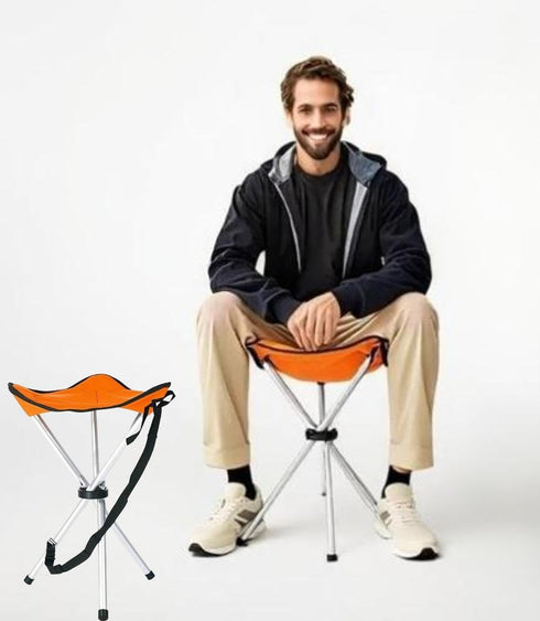 OVINEG Folding Camping Stool,16.5" Folding Camping Chairs,Portable Tripod Seat,Outdoor Travel Tall Chair for